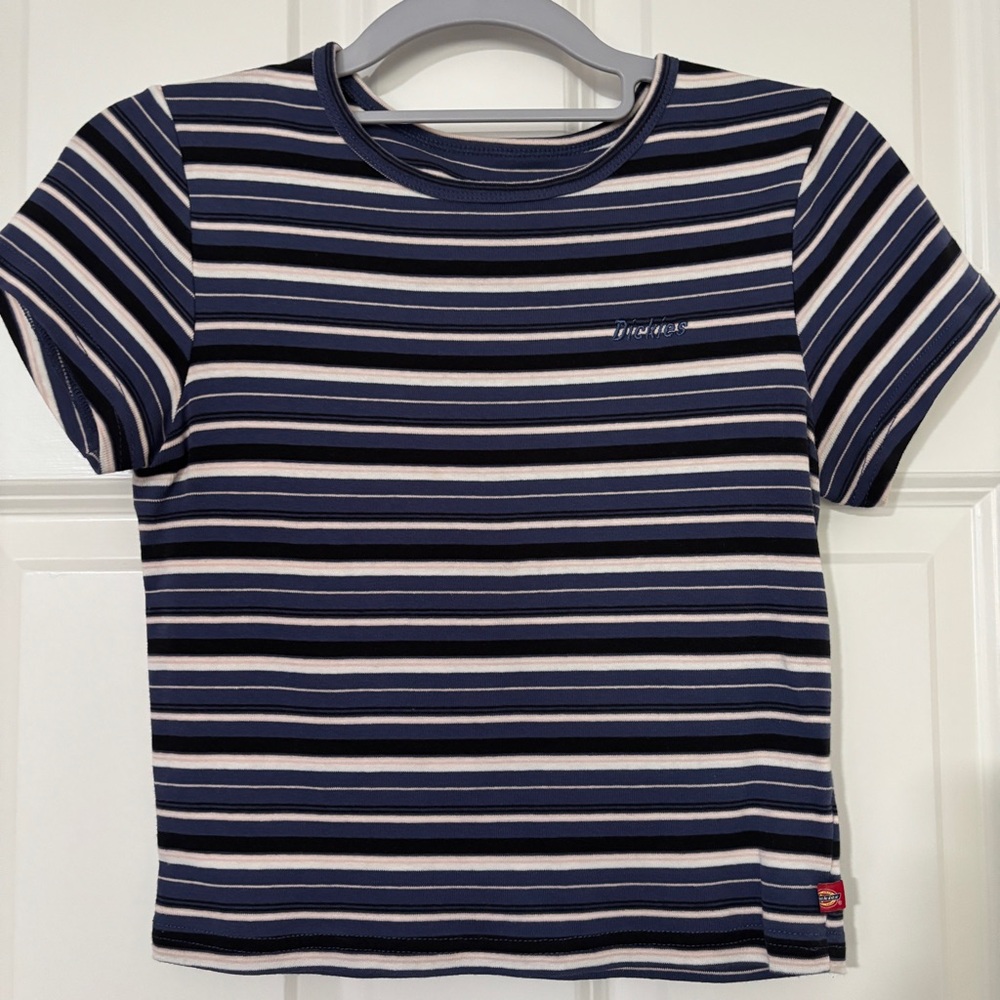 Dickies Blue and White Nautical Striped Tee